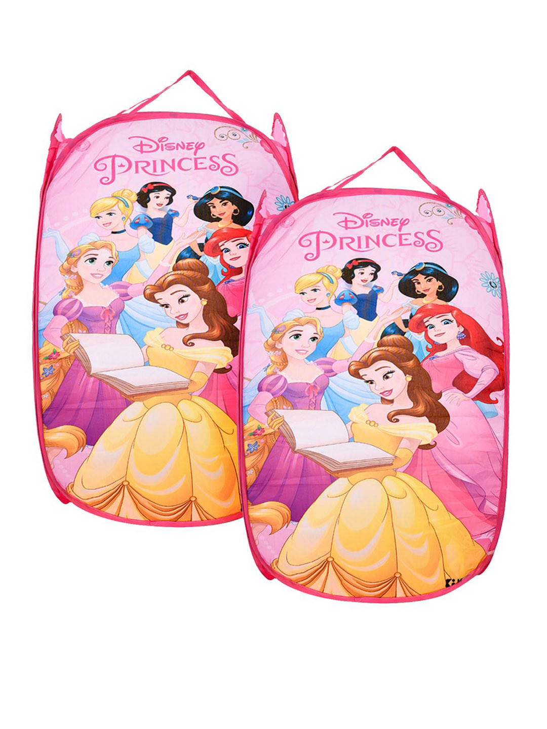 Kuber Industries Pink & Yellow 2 Pieces Marvel Spiderman Printed Laundry Bags