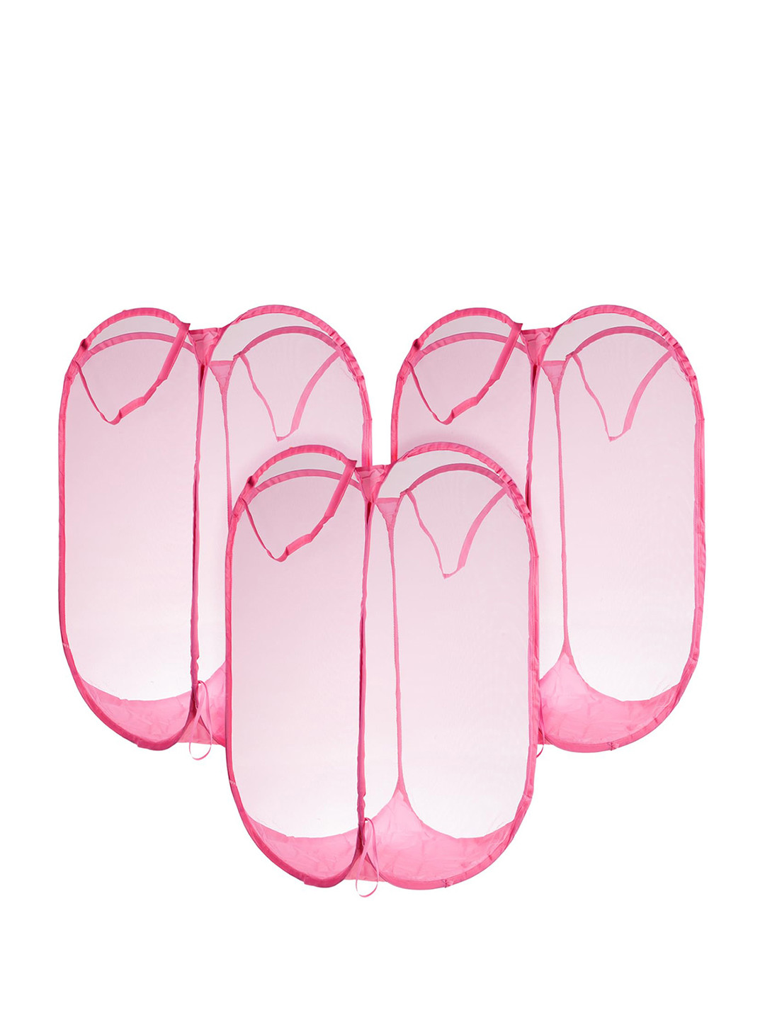 Kuber Industries 3 Pcs Blue Spiderman Printed Nylon Net Laundry Basket With Handle