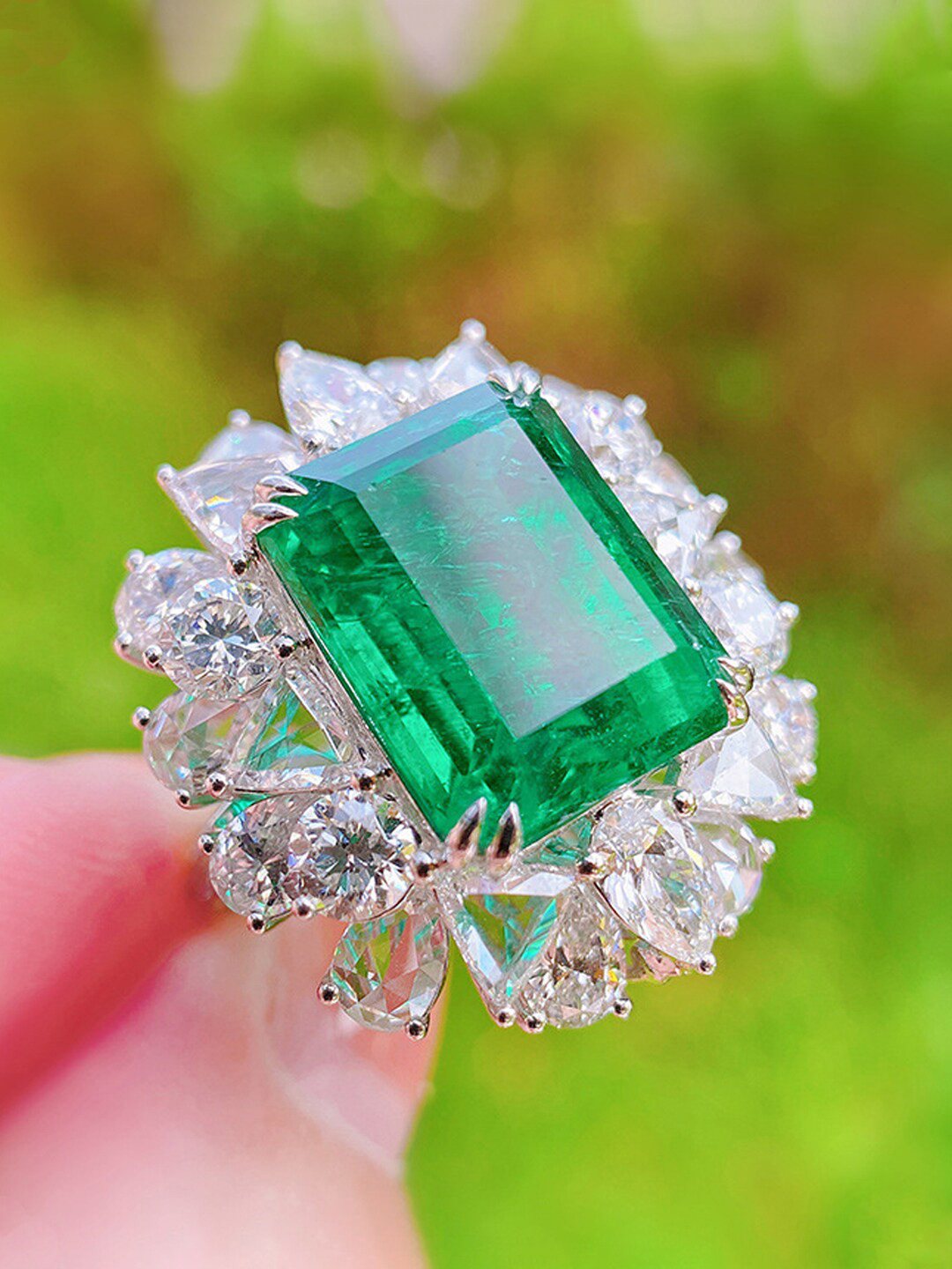 Designs & You Silver-Plated American Diamond Studded Rectangular Finger Ring