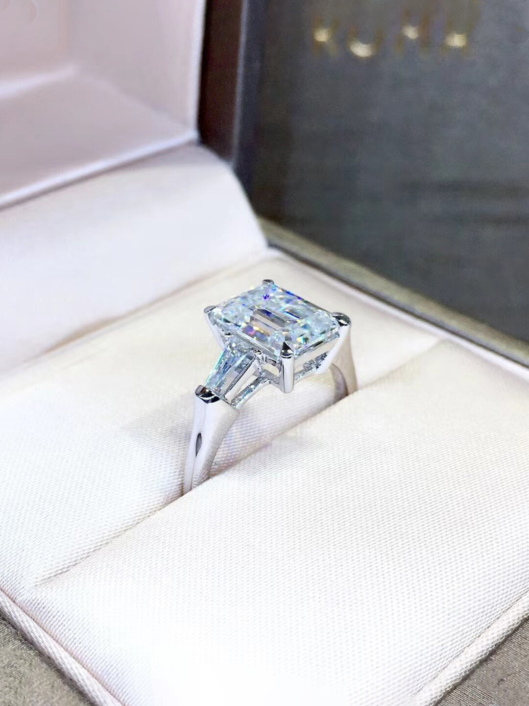 Designs & You Silver-Plated Rectangular-Shaped American Diamond-Studded Finger Ring