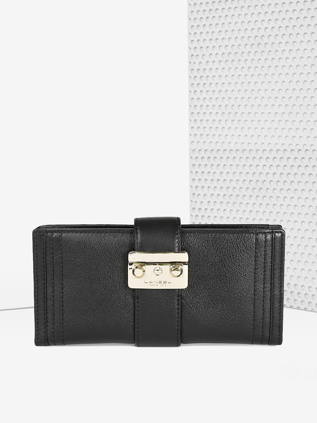 LANCEL Women Black Solid Leather Two Fold Wallet