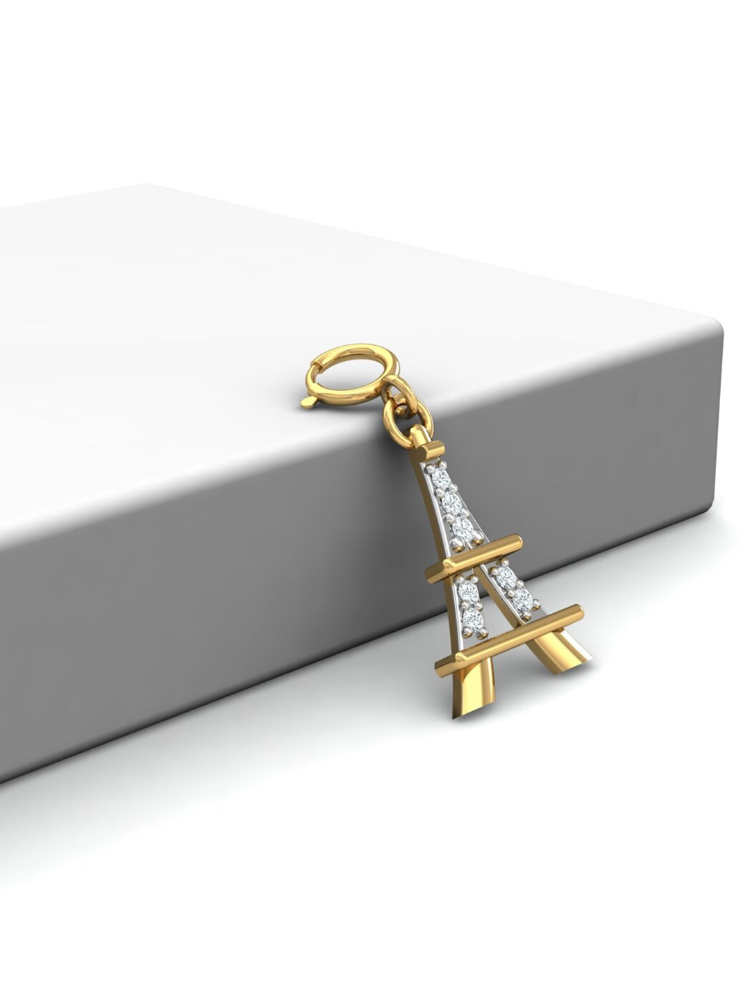 KUBERBOX 18KT Gold Diamond Studded Emily in Paris Charm Pendant- 0.78gm