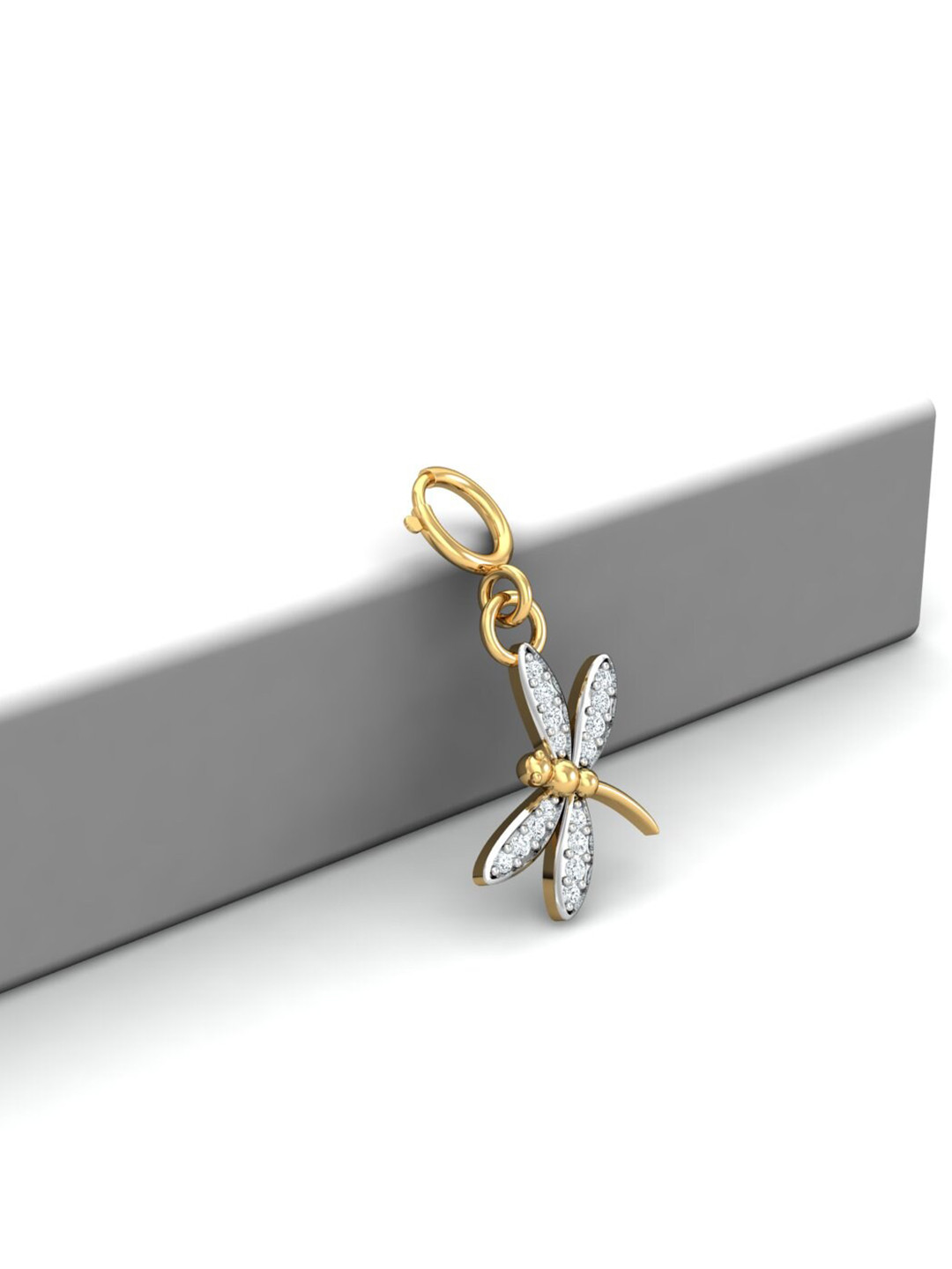 KUBERBOX 18KT Gold Dragonfly Pendant - 0.41gm