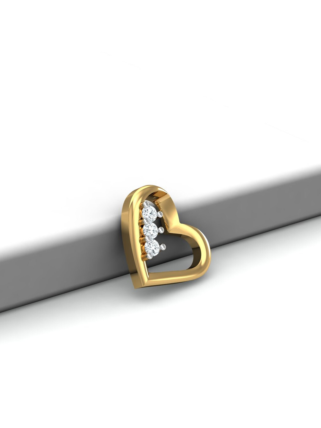 KUBERBOX 18KT Gold Diamond Studded Heartly Charm Pendant - 0.64