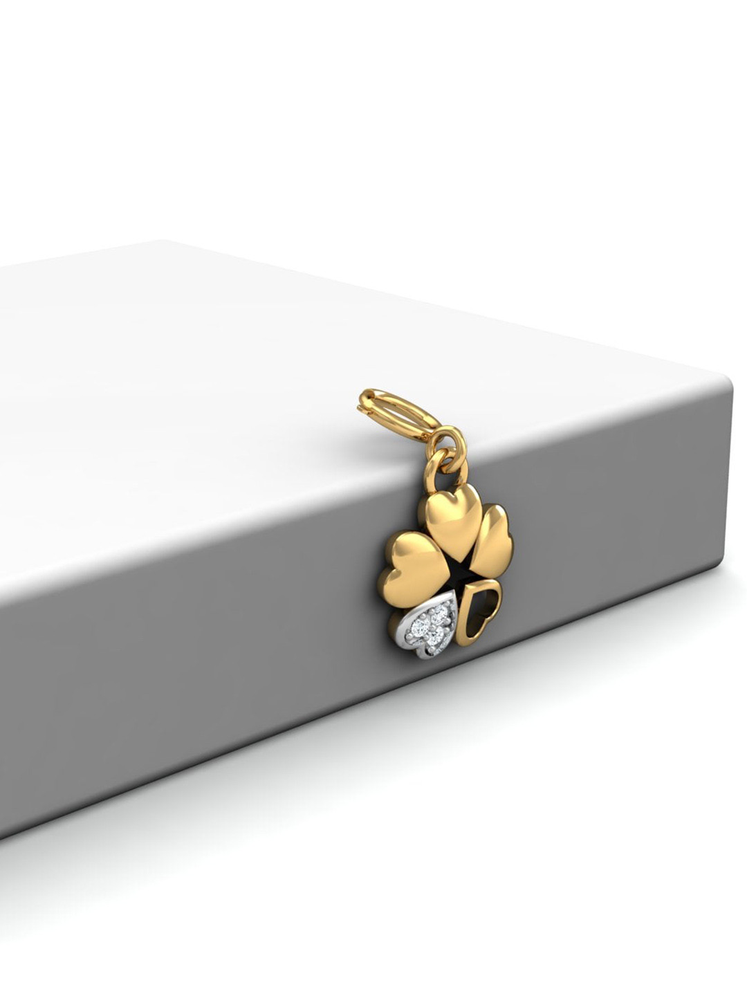 KUBERBOX Sweetheart Charm 18KT Gold Diamond Studded Pendant-0.65gm