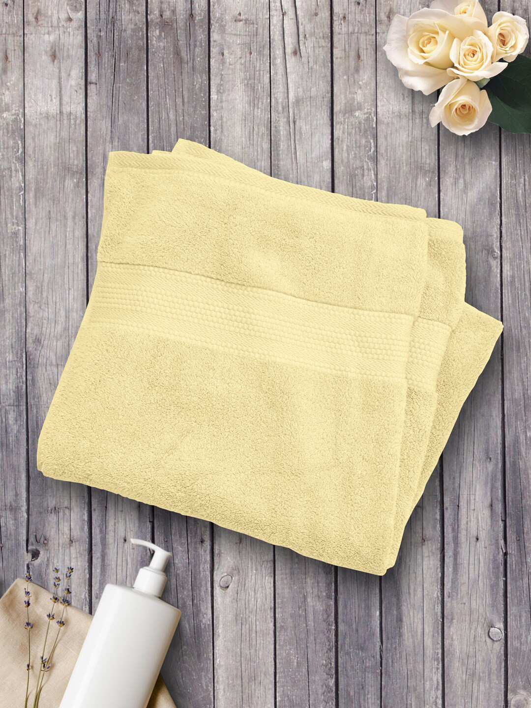 Home Fresh Ultrx Cream-Colored 650 GSM Pure Cotton Super Soft Bath Towel