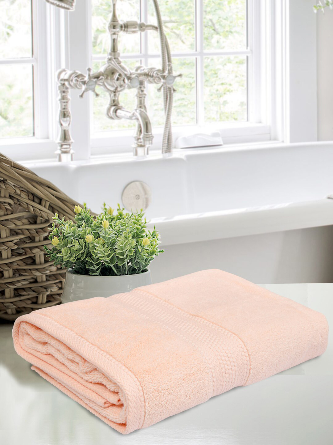 Home Fresh Ultrx Peach-Colored Pure Cotton Super Soft Bath Towel