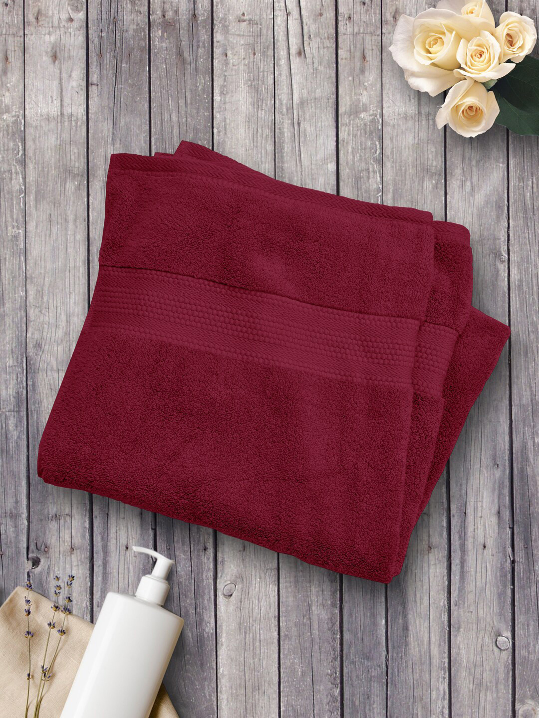 Home Fresh Ulyrx  Maroon 650 GSM Pure Cotton Super Soft Bath Towel
