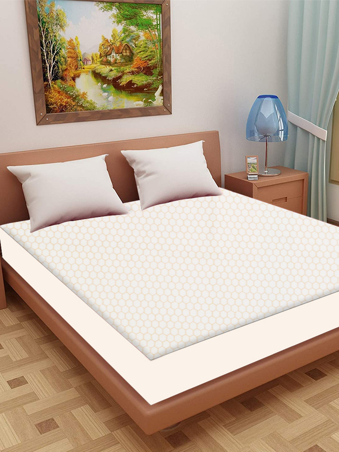 Adbeni Home Grey Slef Design 200 GSM Jacquard Cotton Smooth Mattress Protector