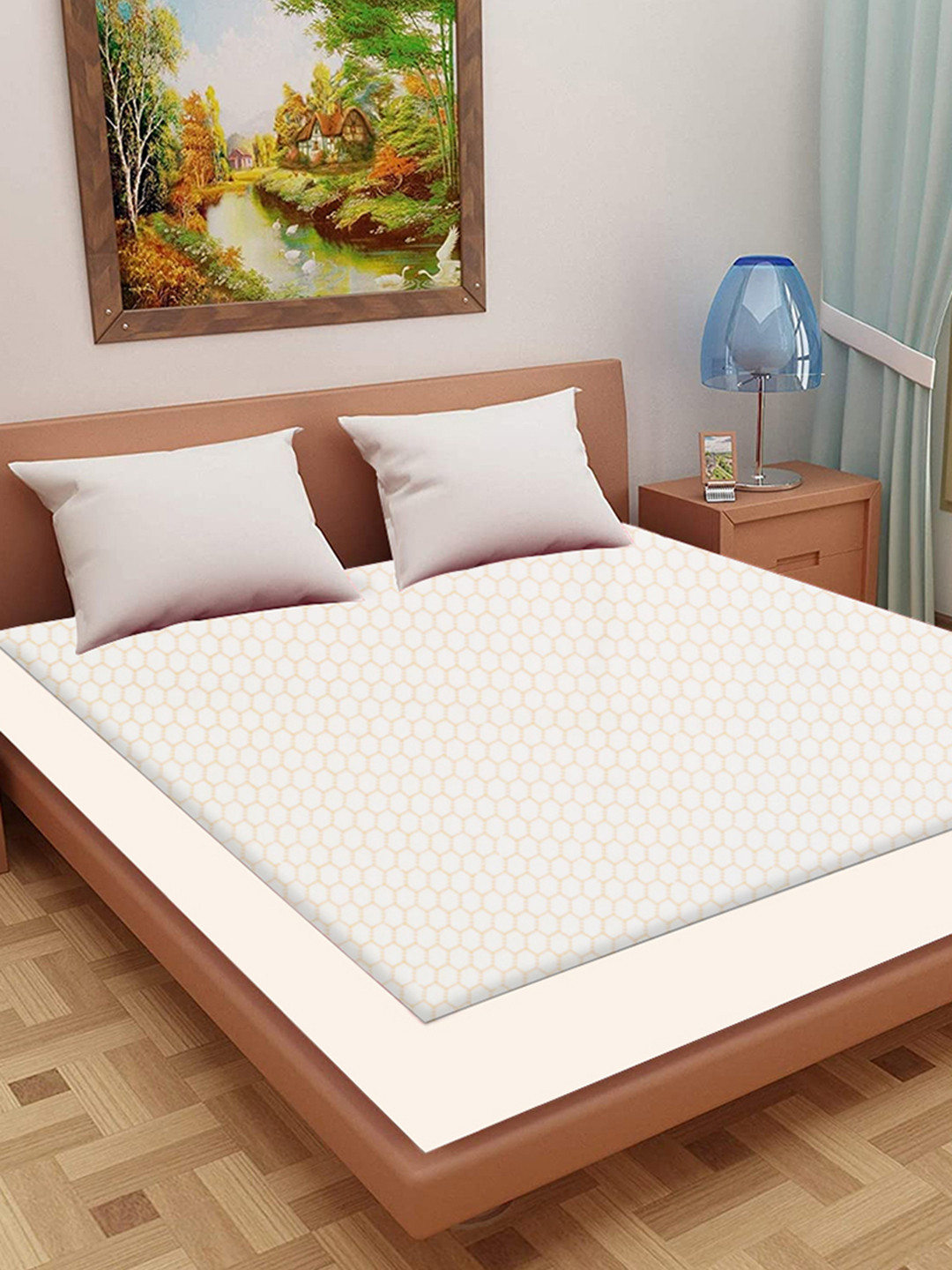 Adbeni Home Grey Self Design 200 GSM Jacquard Cotton Smooth Queen Size Mattress Protector