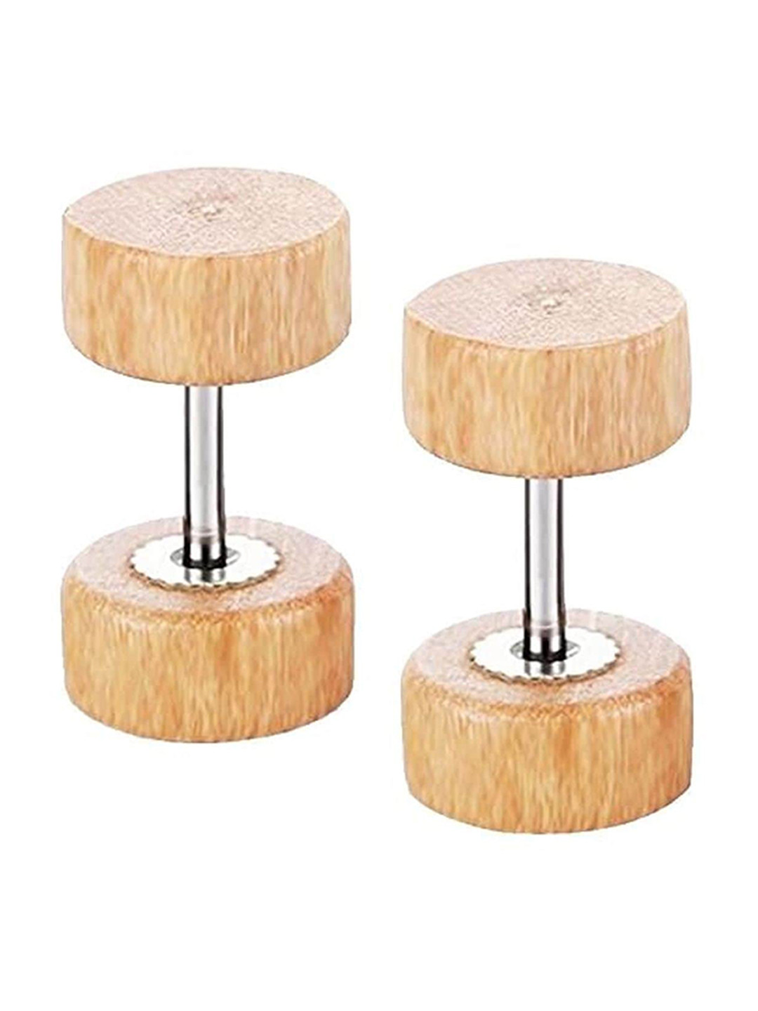 KRYSTALZ Mens Wood Circular Studs Earrings