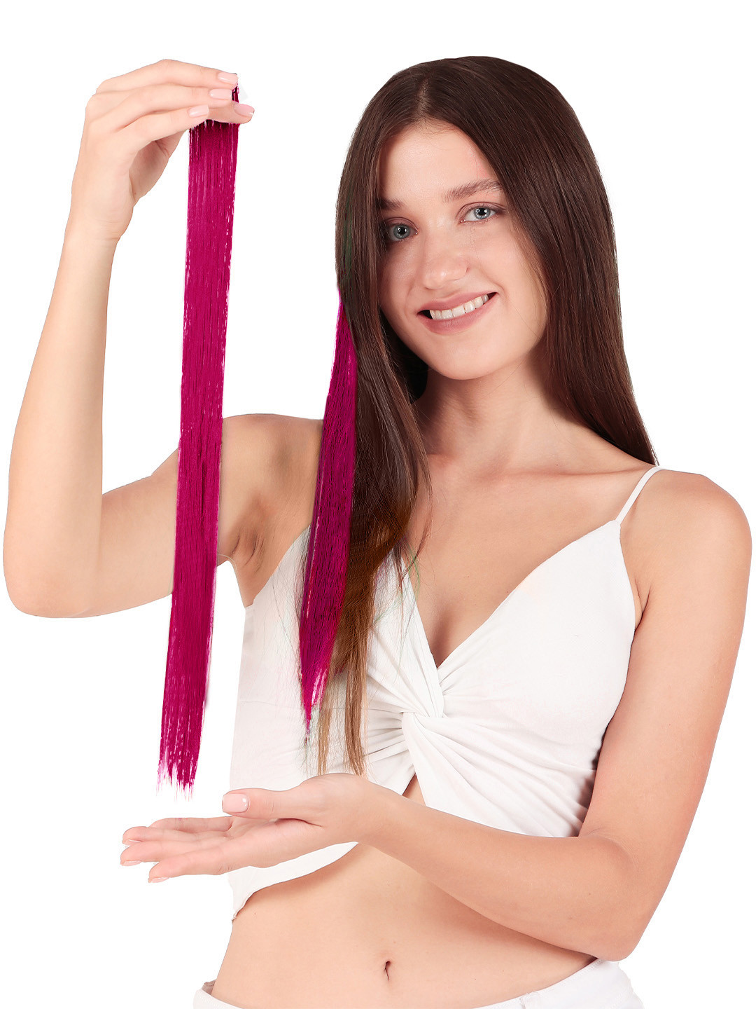 Secret Lives Set Of 2 Streaks Hair Extension - Dark Pink