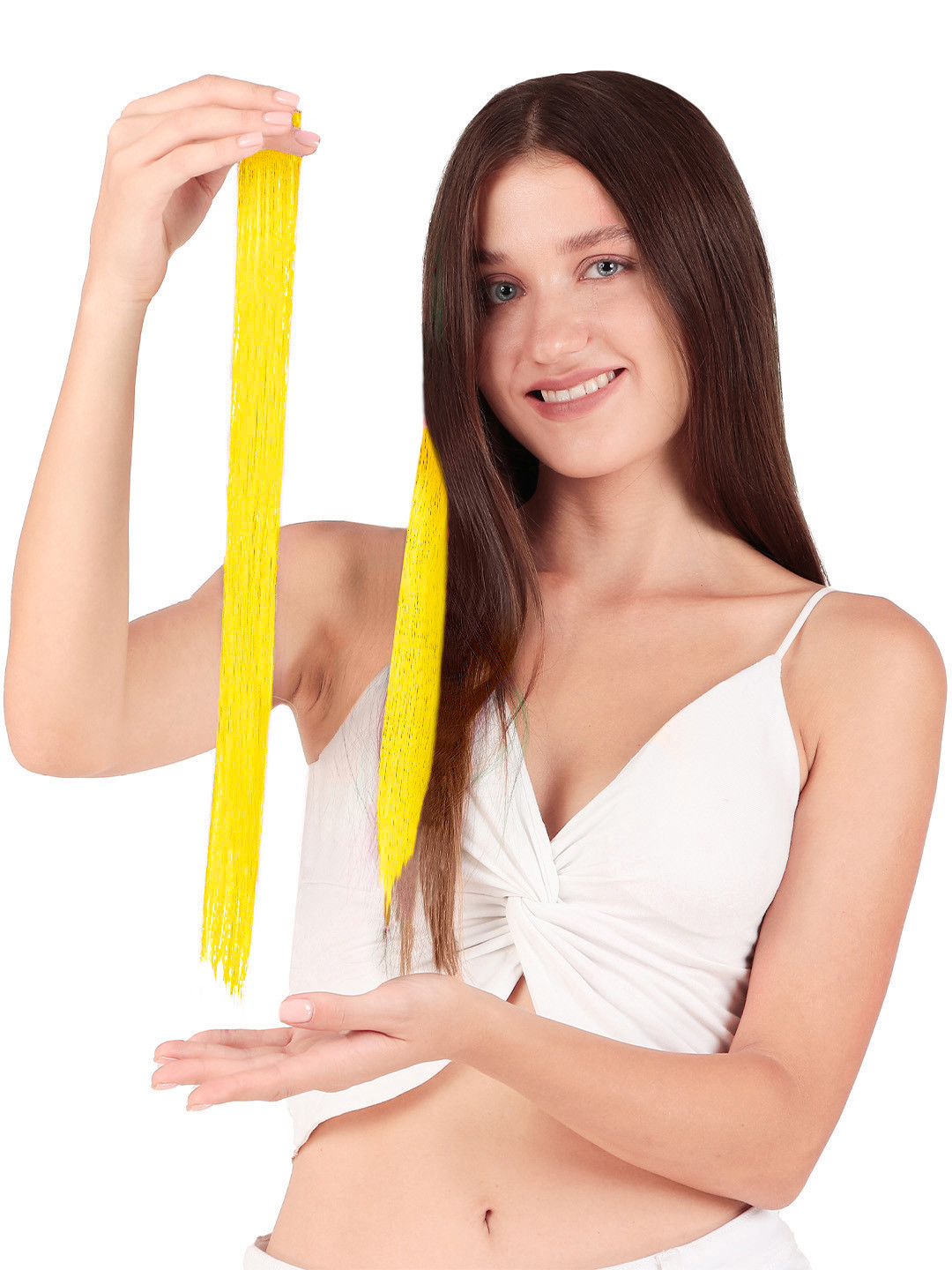 Secret Lives Set Of 2 Streaks Clip in Color Hair Extension - Lemon Yellow