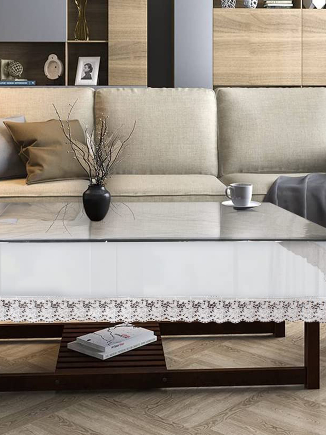 Dakshya Industries Transparent 4-Seater Center Table Cover