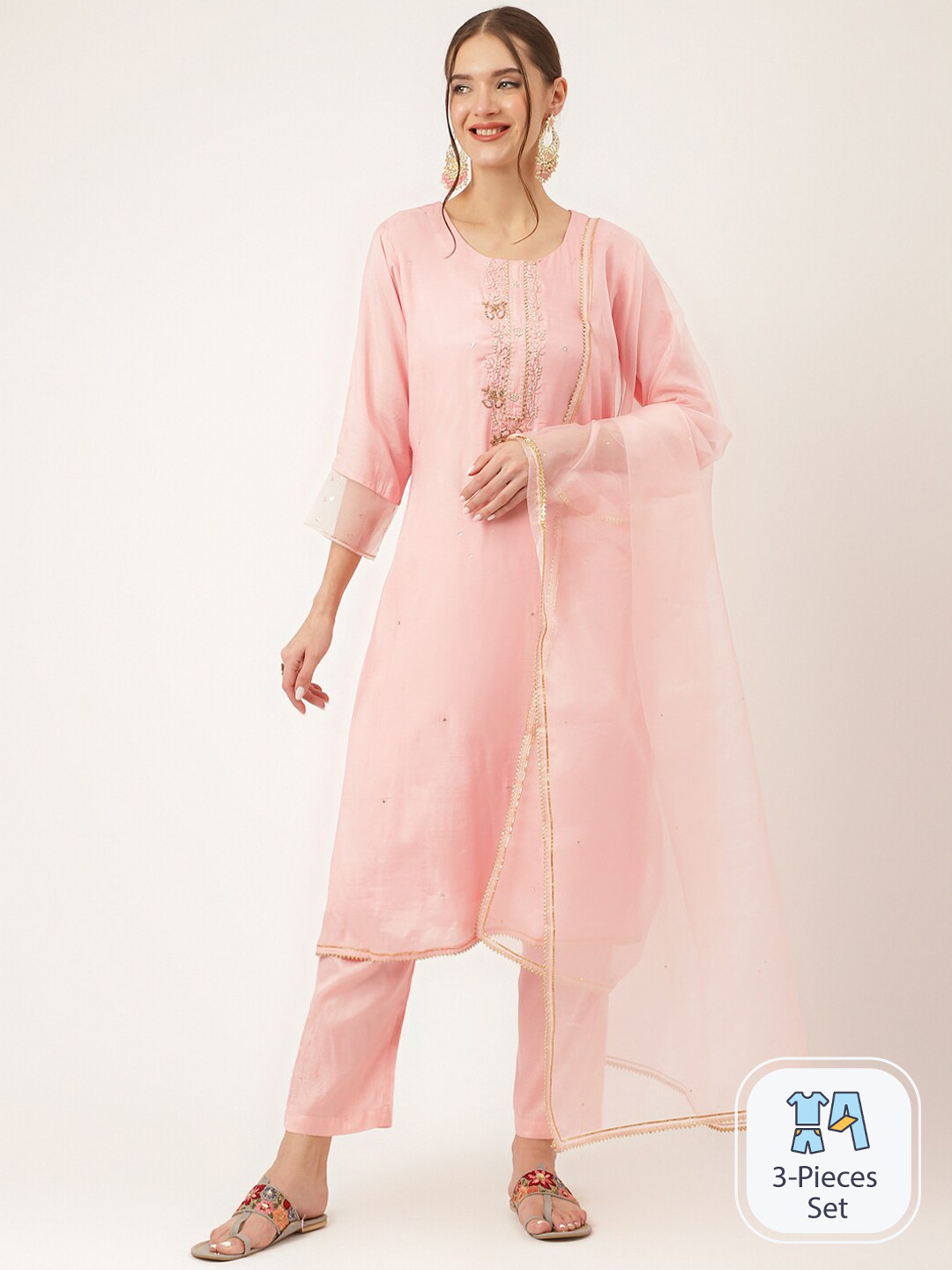 Divena Beads and Stones Yoke Design Kurta with Trousers & With