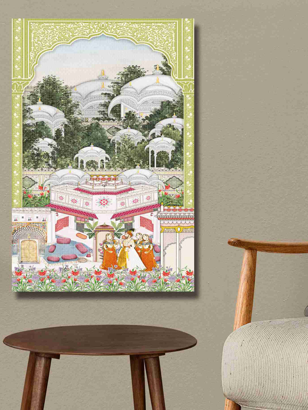 SAF Traditional Haveli Canvas Wall Rectangle Paintings Wall Art - 24x36In