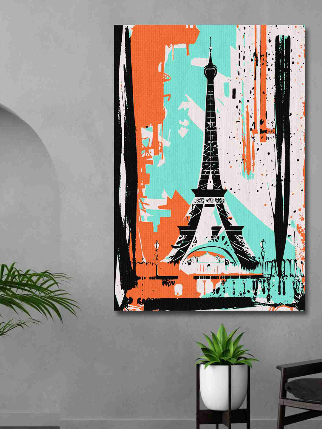 SAF Blue & White Eifel Tower Canvas Waterproof Painting Wall Art