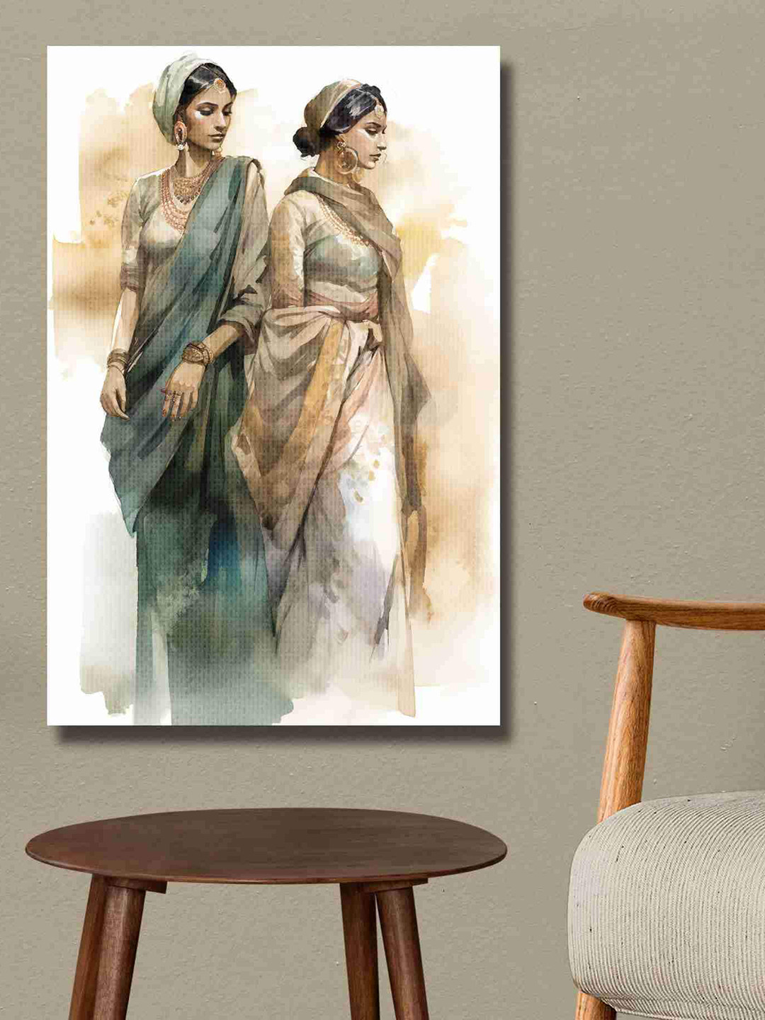 SAF White & Green Traditional Woman Canvas Waterproof Wall Art