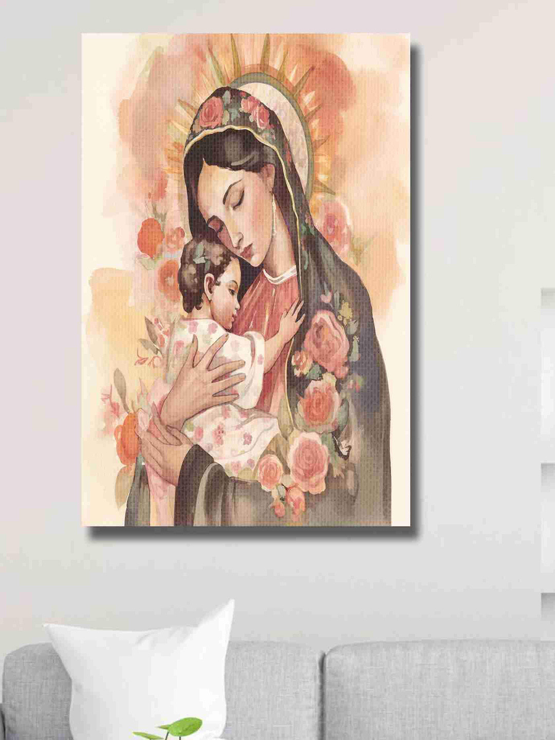 SAF Pink & White Lord Jesus Cotton Canvas Waterproof Painting Wall Art