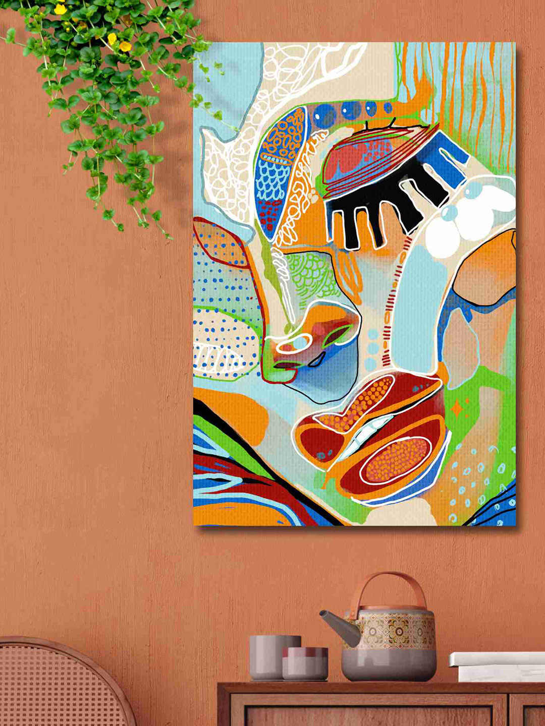 SAF Blue & Green Abstract Woman Canvas Waterproof Painting Wall Art