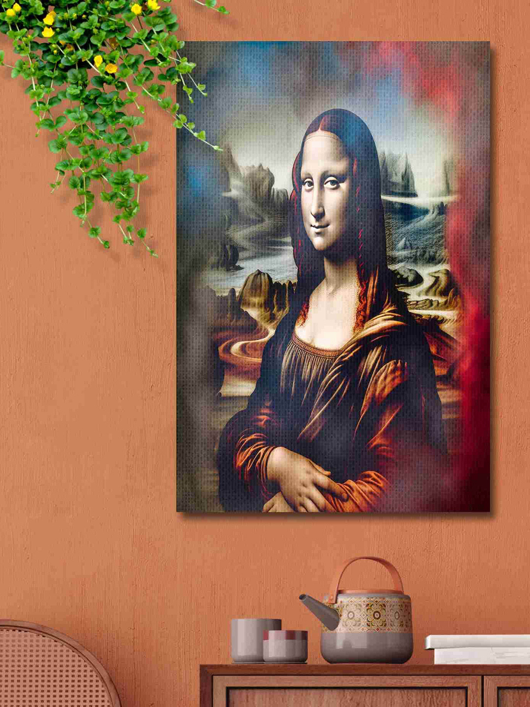 SAF Canvas Black & Brown Monalisa Waterproof Wall Art