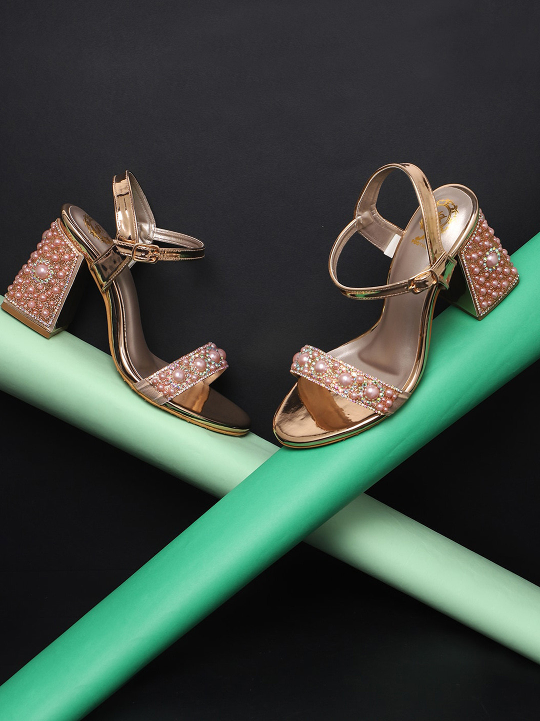 AZ Footwear Embellished Block Heels