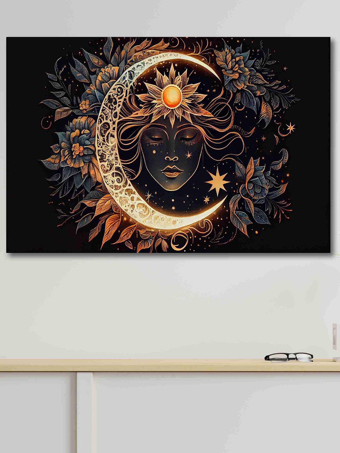 SAF Black & Beige Canvas Unframed Rolled Modern Art