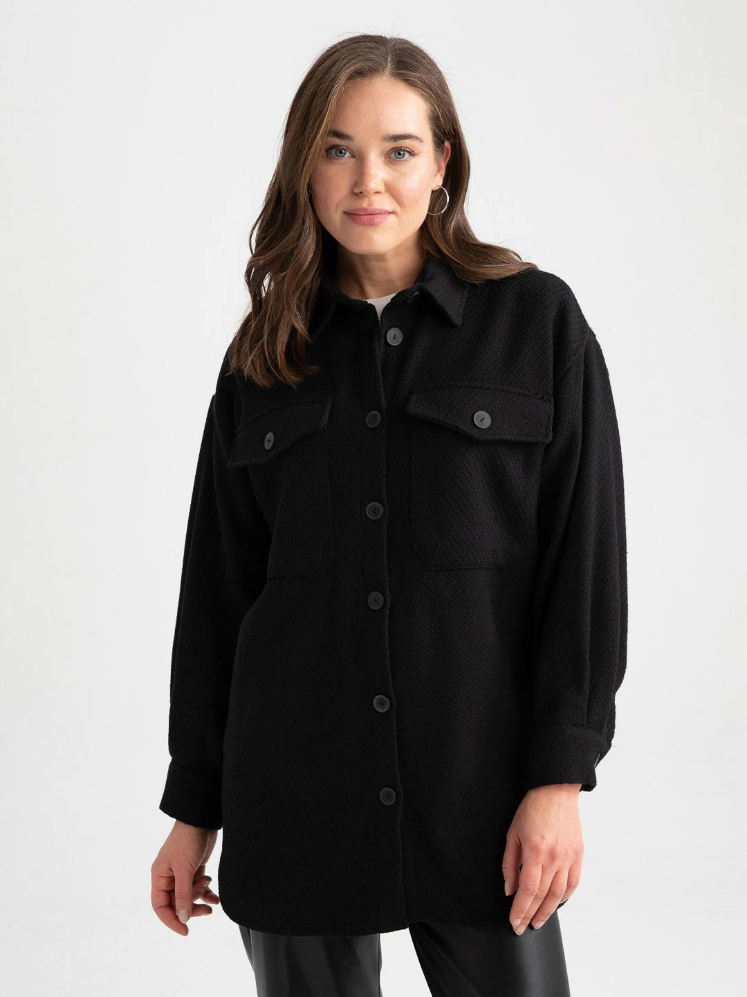 DeFacto Flap Pockets Longline Casual Shacket