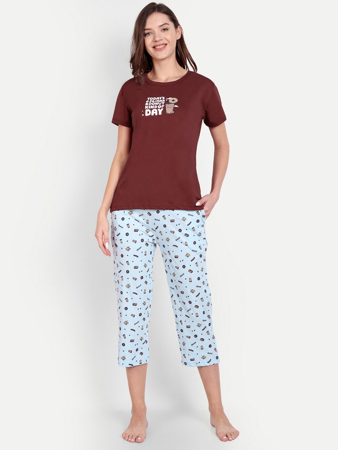 Bedtime story Typography Printed Pure Cotton Lightweight Night Suit