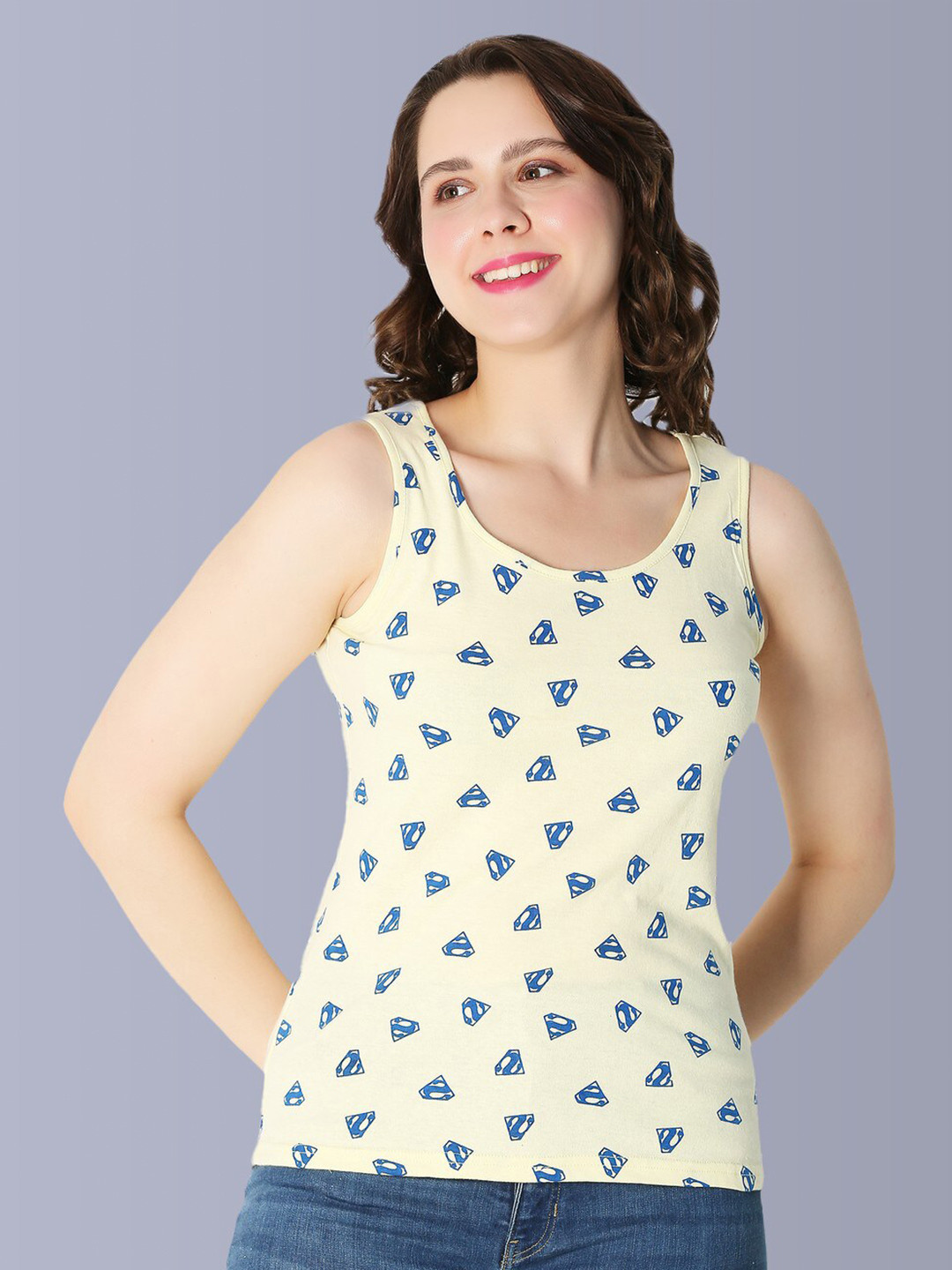 Fasha Graphic Printed Cotton Sleeveless Scoop Neck Top