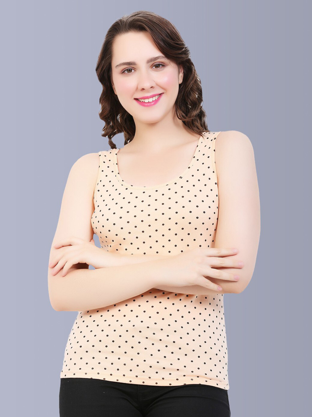 Fasha Polka Dot Printed Cotton Tank Top
