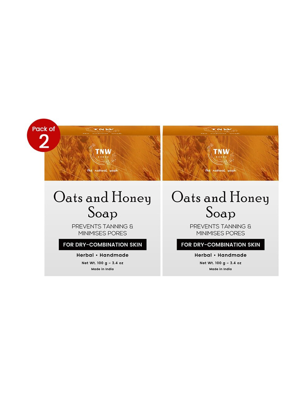 TNW the natural wash Oats & Honey Set Of 2 Handmade Moisturizing Soap For Dry Skin 100g