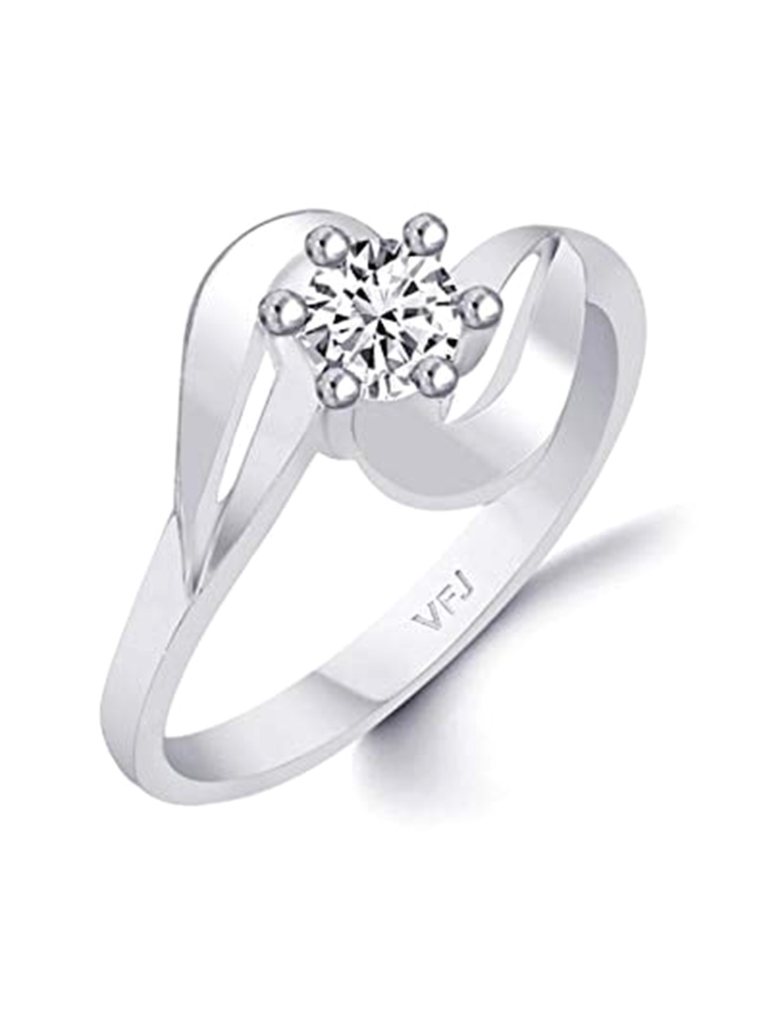 Vighnaharta Rhodium-Plated Solitaire CZ-Stone Studded Finger Ring