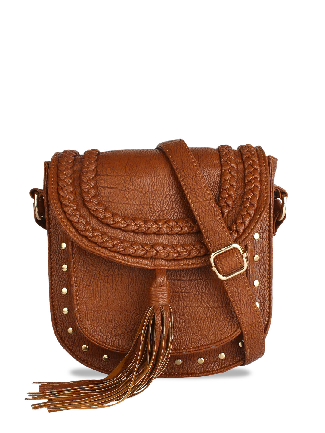 Mast & Harbour Textured PU Structured Fringed Sling Bag