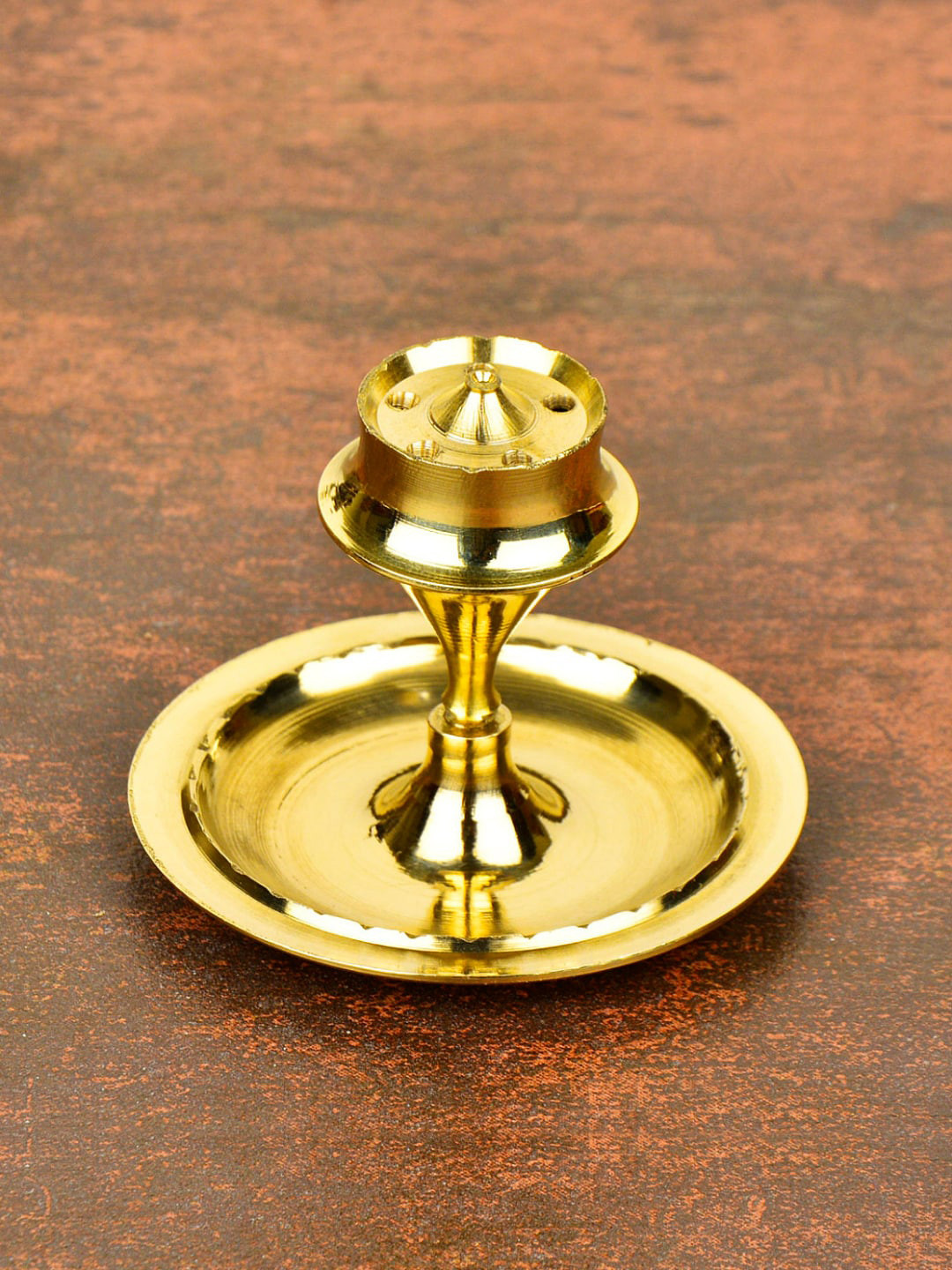 StyleMyWay Premium Beige Pure Brass Incense Holder with Ash Catcher