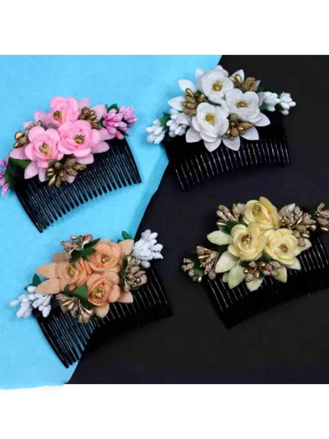 DN Creation Assorted Set of 4 Embellished Comb Pin