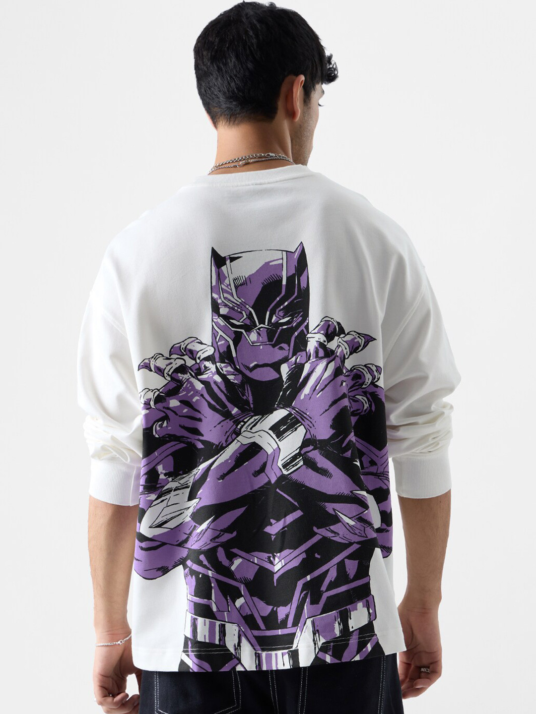 The Souled Store Black Panther Printed Cotton Oversized T-shirt