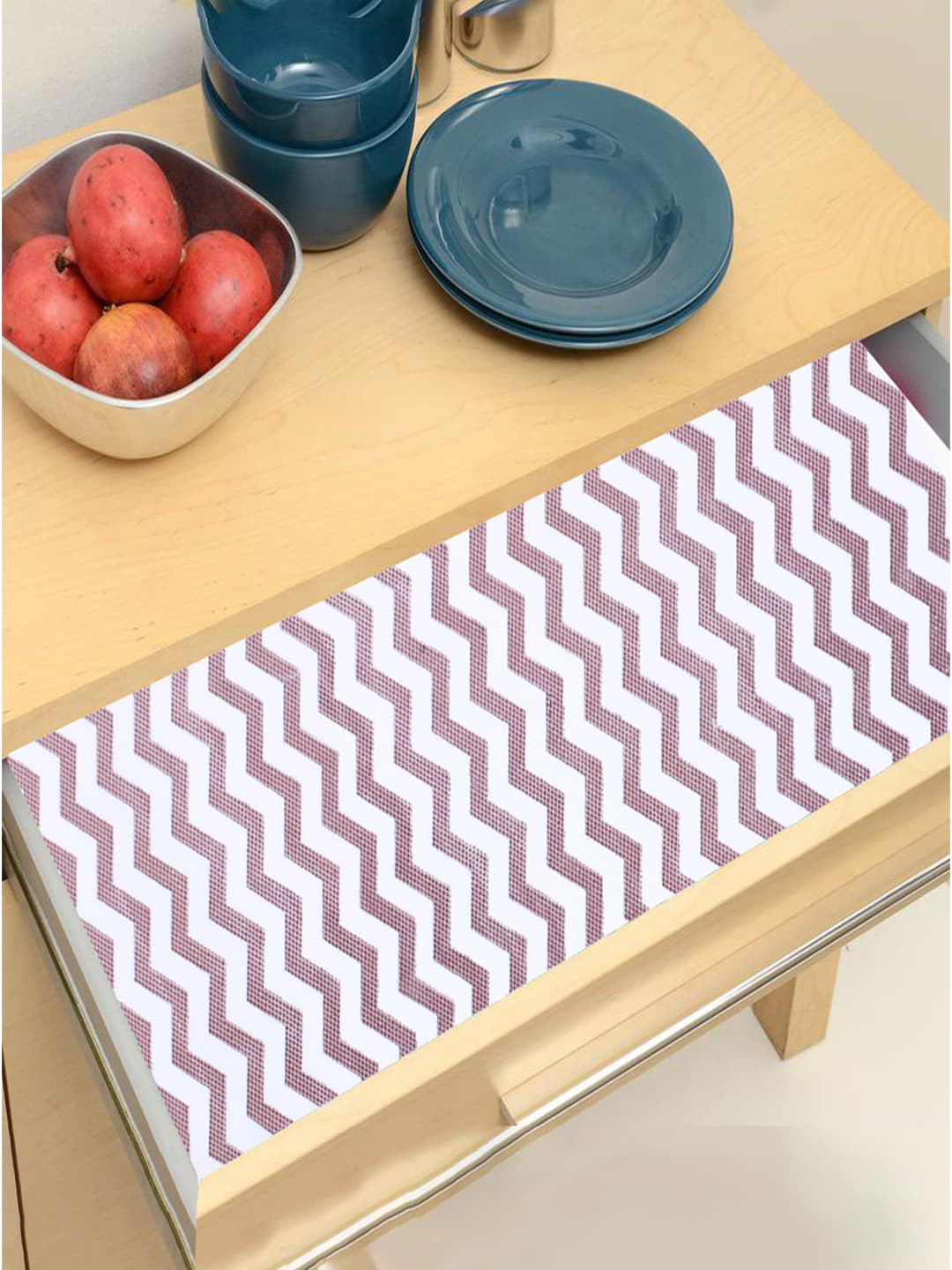 Kuber Industries 2-Pcs Brown & White Zig Zag Print EVA BPA Free Shelf Liner
