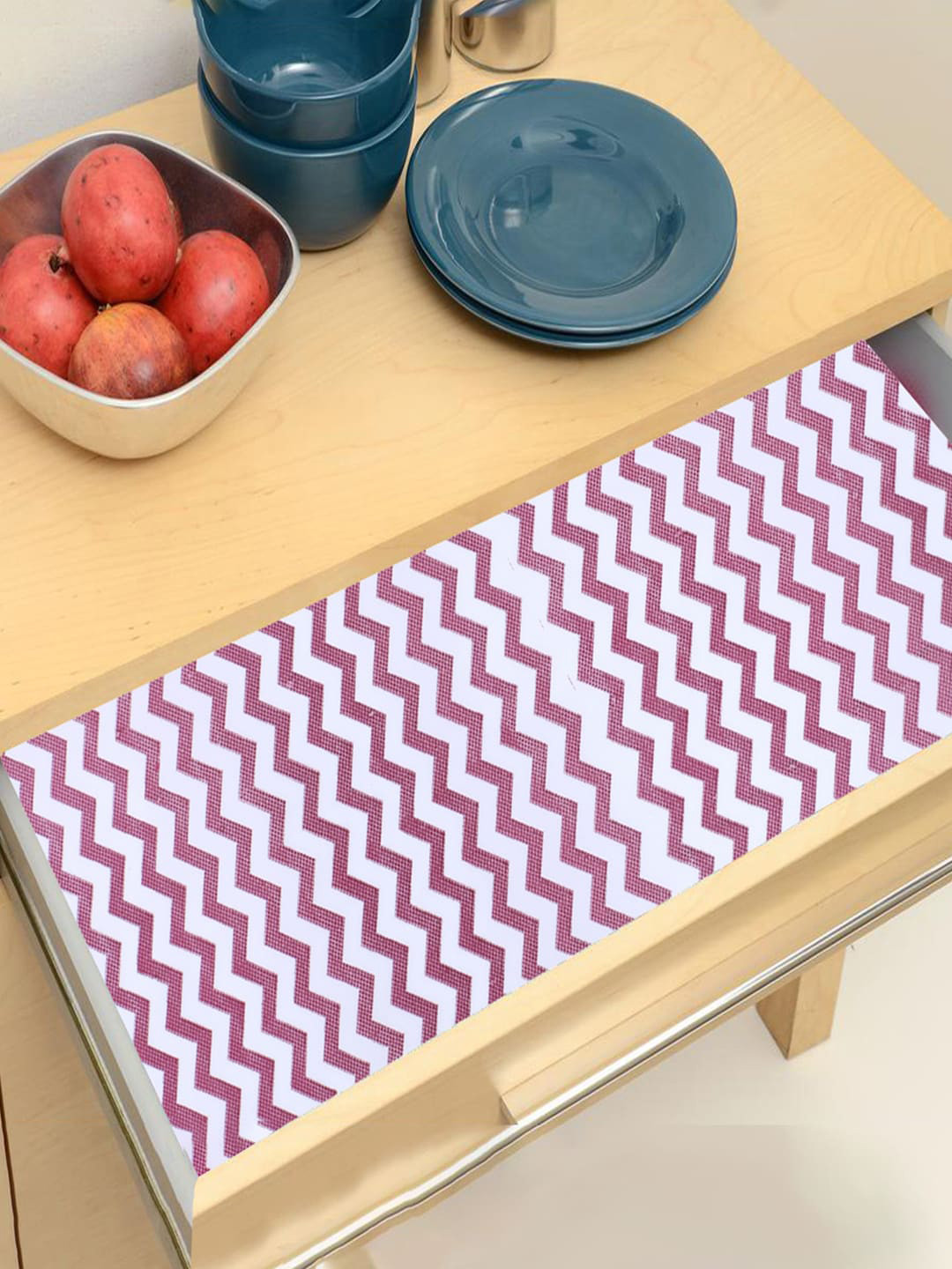Kuber Industries Pink Zig Zag Design BPA Free Shelf Liner