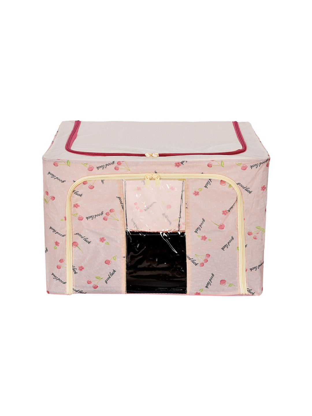 Kuber Industries Pink Printed Steel Frame Storage Organiser