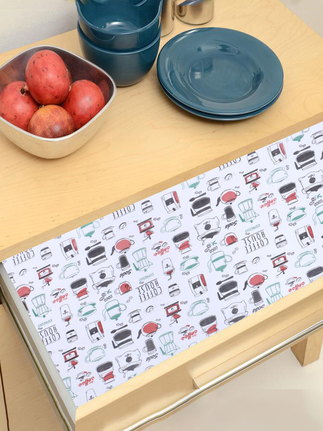 Kuber Industries White Printed BPA Free Shelf Liner