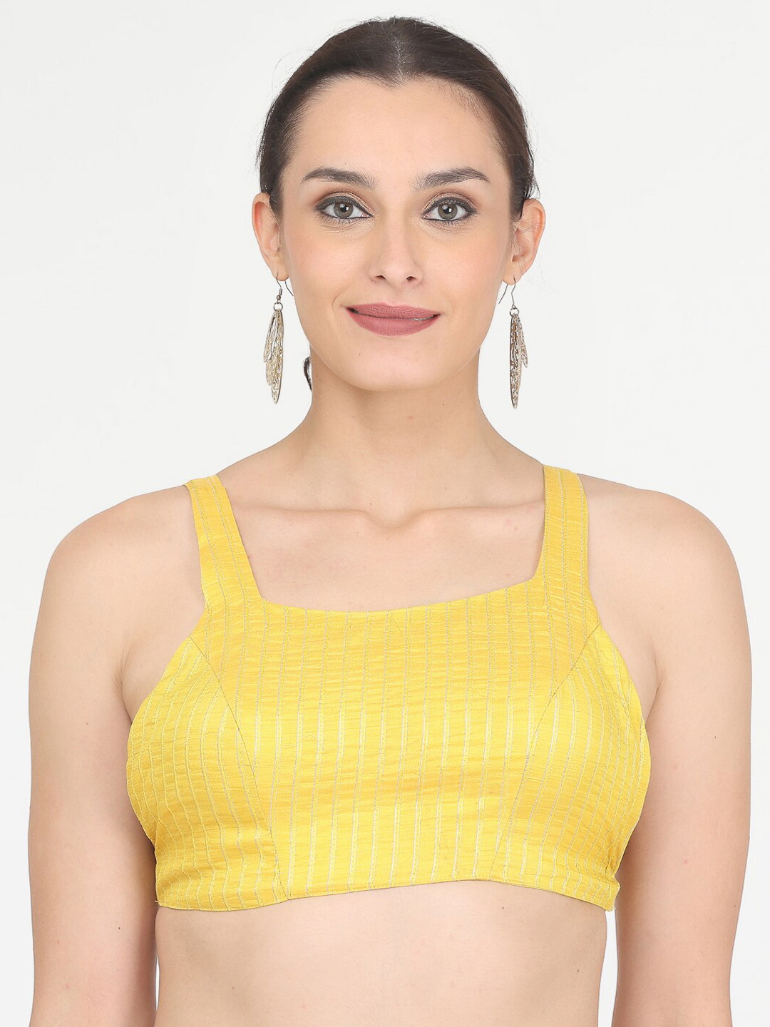 KAANCHIE NANGGIA Self Design Square Neck Sleeveless Brocade Padded Saree Blouse