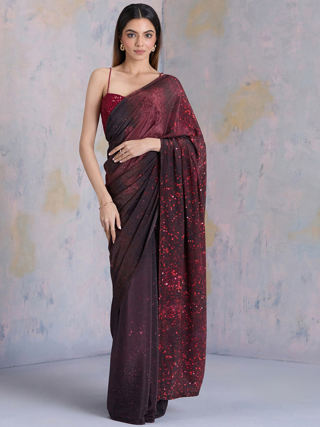 navyasa by liva Embellished Beads and Stones Saree