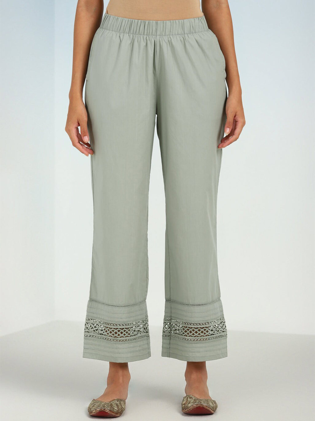 Lakshita Hem Design Pure Cotton Palazzos