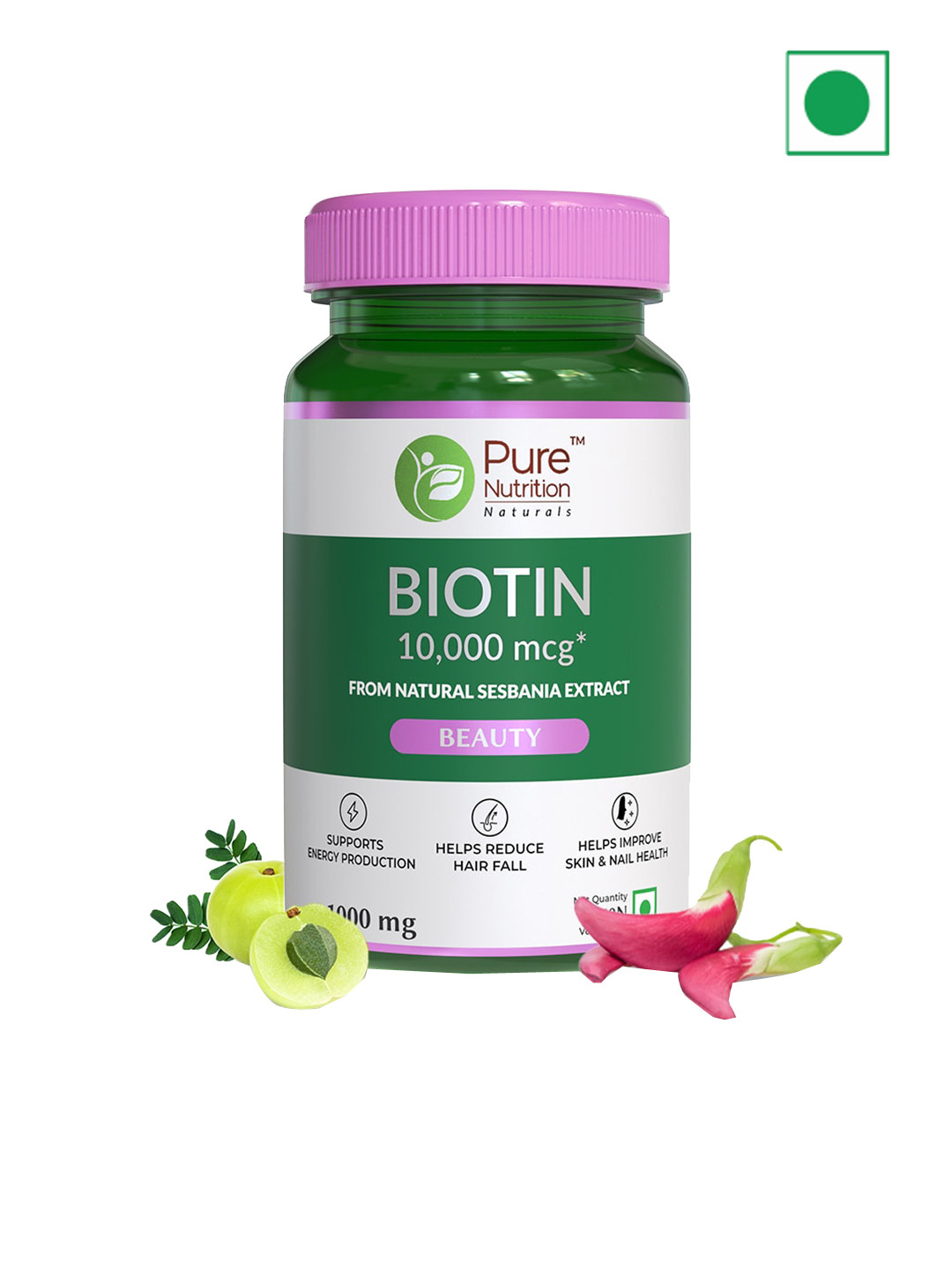 Pure Nutrition Beauty 1000mg Biotin Supplement Tablets For Hair & Skin - 60 Tablets
