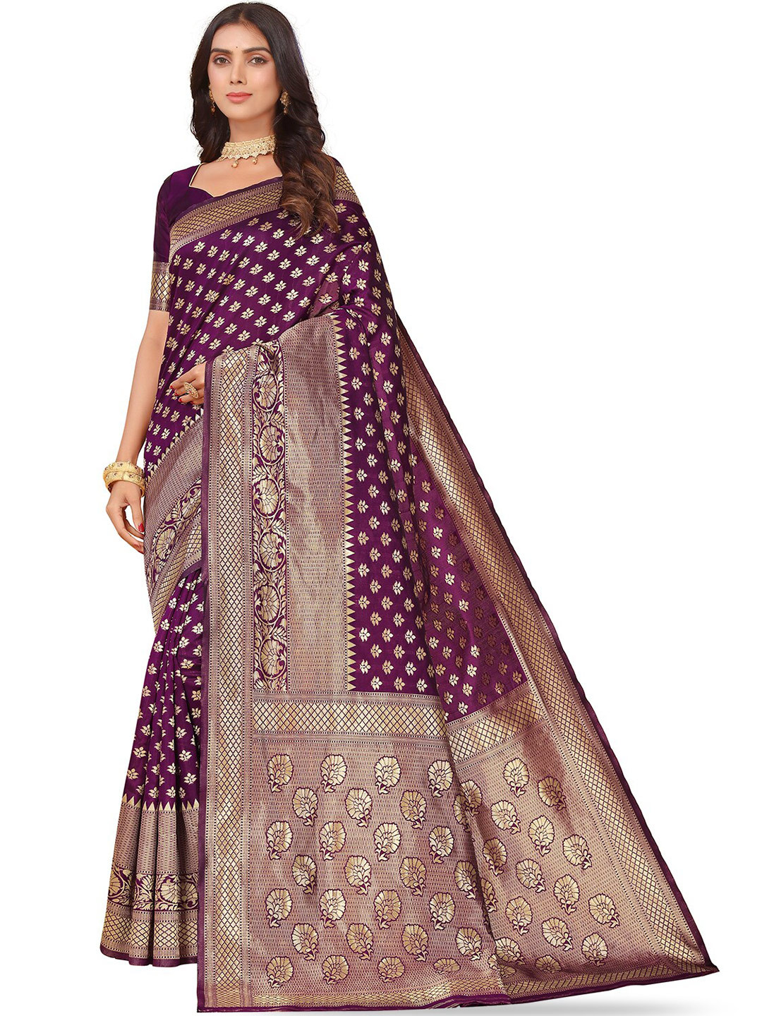 Leeza Store Ethnic Motifs Woven Design Zari Art Silk Kanjeevaram Saree