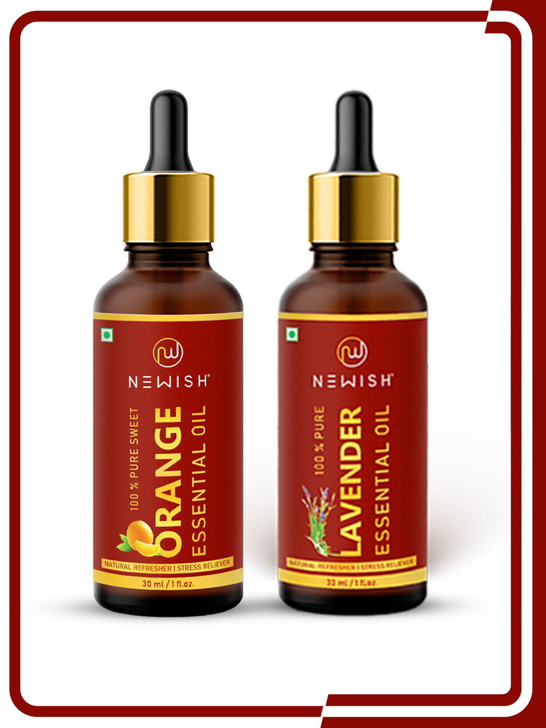 NEWISH Lavender Oil & Sweet Orange Oil-Pure & Natural Essential Oil 30ml