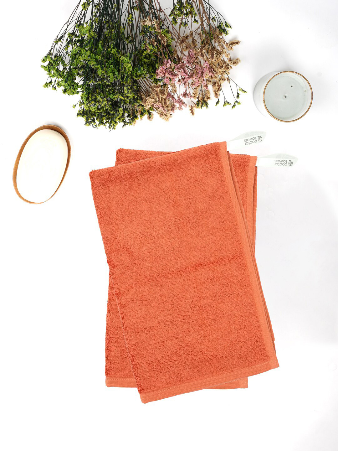 Doctor Towels Orange Solid 550GSM Set of 2 Anti-Bacterial Banana Hand Towel