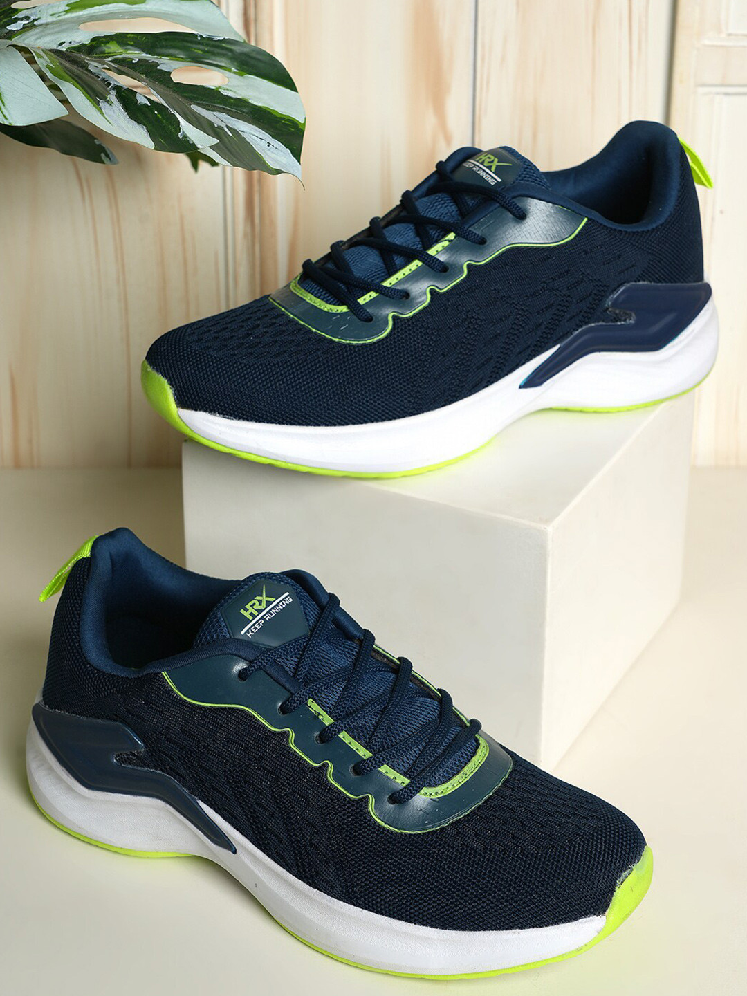 HRX by Hrithik Roshan Men Teal Blue & Fluorescent Green Lace-Up Walking Shoes