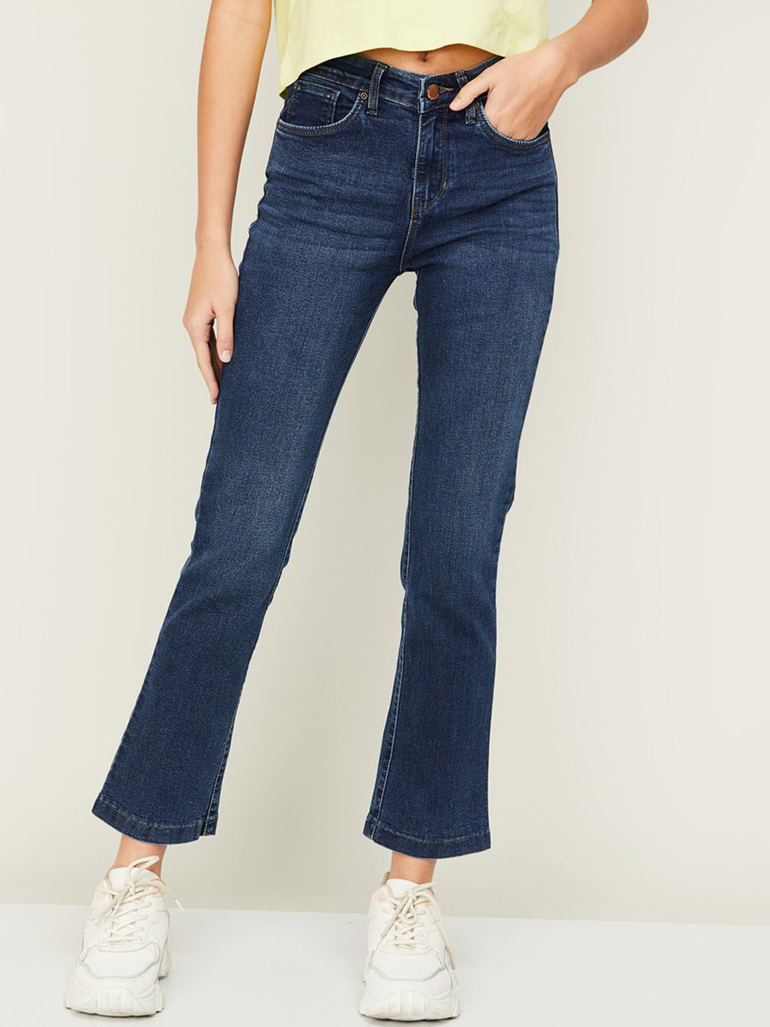 Xpose Women Comfort Bootcut High-Rise Light Fade Medium Shade Clean Look Stretchable Jeans